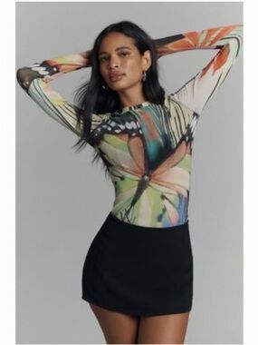 AFRM Kaylee Long Sleeve Mesh Butterfly Top